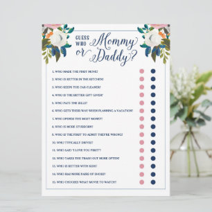 Gissa vem Mamma eller pappa Baby Shower-spel Inbjudningar