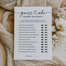 Gissa vem Mamma eller pappa Baby Shower-spel