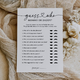 Gissa vem Mamma eller pappa Baby Shower-spel Inbjudningar