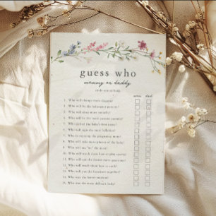 Gissa vem Mamma eller pappa Baby Shower-spel Inbjudningar