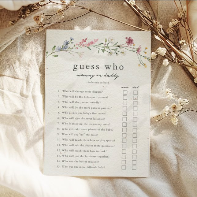 Gissa vem Mamma eller pappa Baby Shower-spel Inbjudningar (Skapare uppladdad)