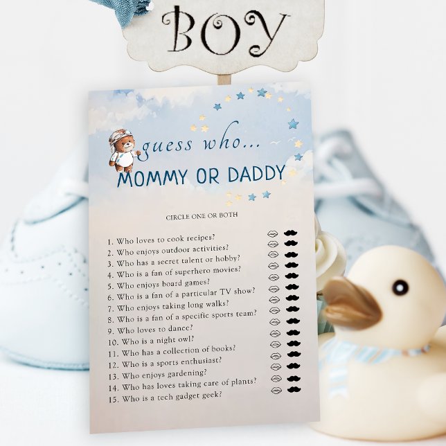 Gissa vem Mamma eller pappa Baby Shower-spelkort (Skapare uppladdad)