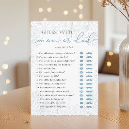 Gissa vem? Mamma eller Pappa Baby Shower Spelkort Rådkort