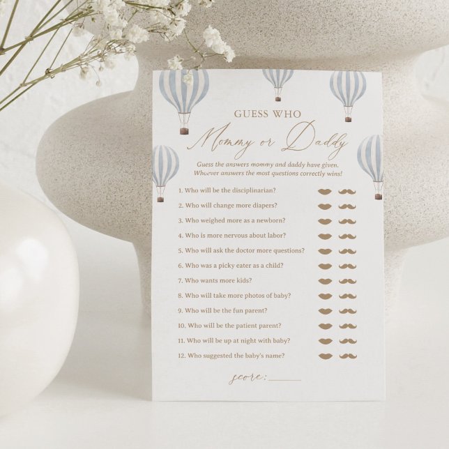 Gissa vem Mamma eller pappa Ballon Baby Shower Gam Inbjudningar (Skapare uppladdad)