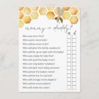 Gissa vem Mamma eller Pappa Bee Baby Shower Game Tilläggskort