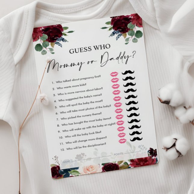 Gissa vem, Mamma eller pappa, Boho Baby Shower-spe (Skapare uppladdad)