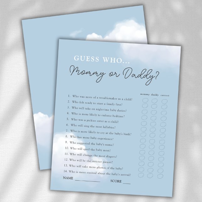 Gissa vem Mamma eller pappa Boy Baby Shower Game (Skapare uppladdad)