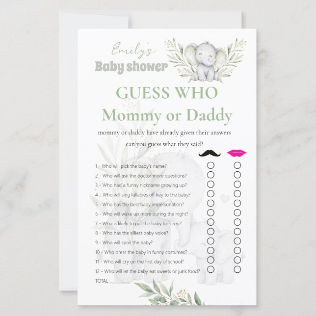Gissa Vem? Mamma eller Pappa Flickas Babyshowerlek (Framsida)