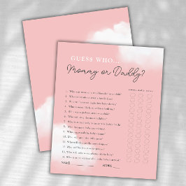 Gissa vem Mamma eller pappa Girl Baby Shower Game