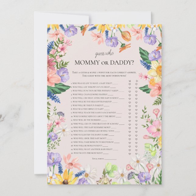 Gissa vem Mamma eller pappa kör babyvykort Inbjudningar (Framsida)