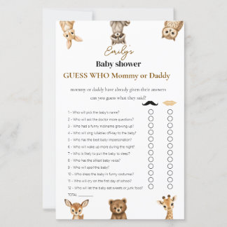 Gissa Vem? Mamma eller Pappa? Safari Baby Shower L