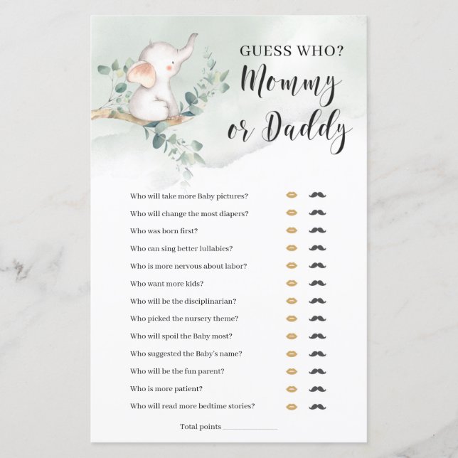 Gissa vem mamma eller pappa spelar elephant boho (Framsida)