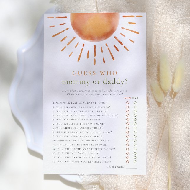 Gissa vem Mamma eller pappa Sunshine Baby Shower (Skapare uppladdad)