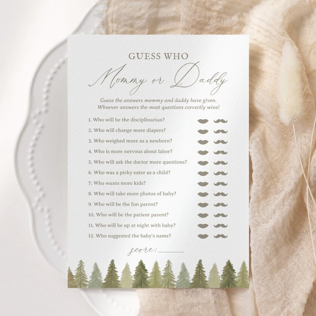 Gissa vem Mamma eller pappa Woodland Baby Shower G Inbjudningar (Skapare uppladdad)