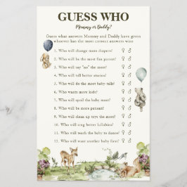 Gissa vem Mamma eller pappa Woodland Game Baby Sho Flygblad