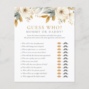Gissa vem Mamma Pappa Blommigt Baby Shower Game