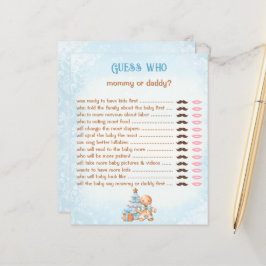 Gissa vem Mamma pappa Blue Baby Shower Game