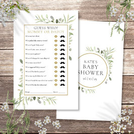 Gissa vem Mamma Pappa Grönska Baby Shower Spel