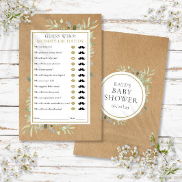 Gissa vem Mamma pappa Rustic Baby Shower Game
