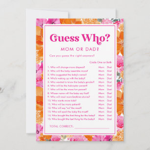 Gissa Vem Rosa & Blommig Bebis Shower Lek Inbjudningar