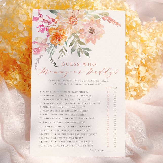 Gissa Vem | Rosa & Teal Vår Babyshowerlek (Skapare uppladdad)