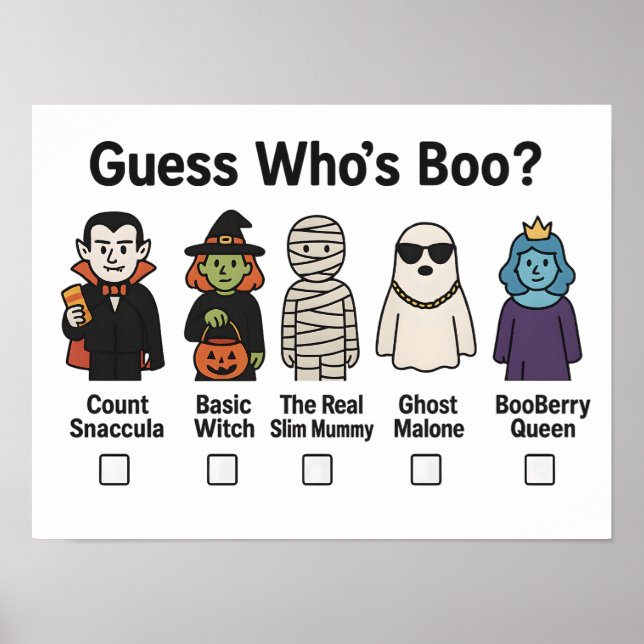 Gissa vem som är Boo Halloween fest Game 2025 Poster (Framsidan)