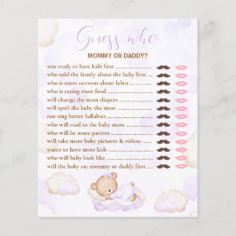 Gissa vem som bär Lila Lavender Baby Shower-spel