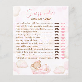 Gissa vem som bär Rosa Baby Shower-spel