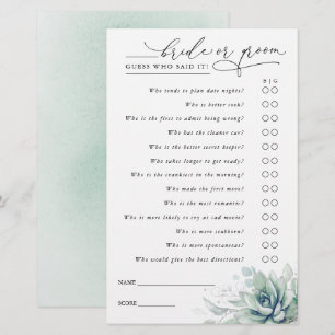 Gissa vem som får brista eller Groom - Succulents-