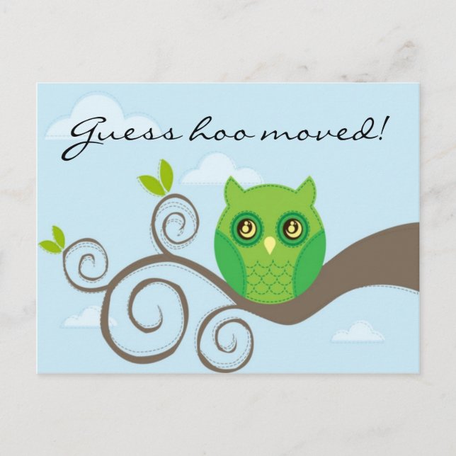 Gissa vem som flyttat! STIL 2 Meddelande Vykort (Framsida)