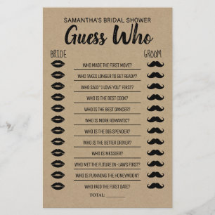 Gissa vem som har Möhippan Rustic Game Card Flygblad