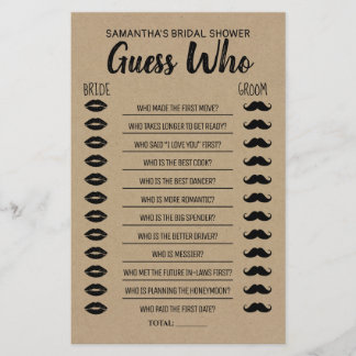Gissa vem som har Möhippan Rustic Game Card Flygblad