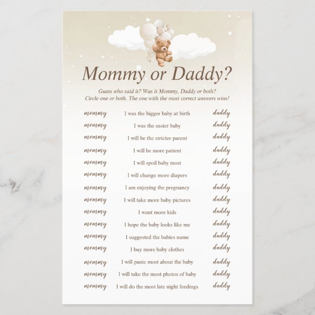 Gissa vem som sa att det var Nalle babykläder Flygblad (Framsidan)
