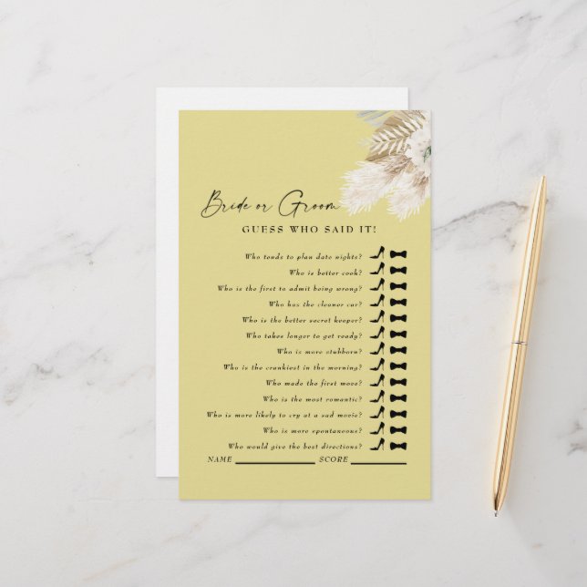 Gissa vem som sa det? Pampas Gult Shower-spel (Fram/Back In Situ)