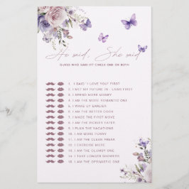 Gissa vem som sa det till Mauve Butterfly-spelkort