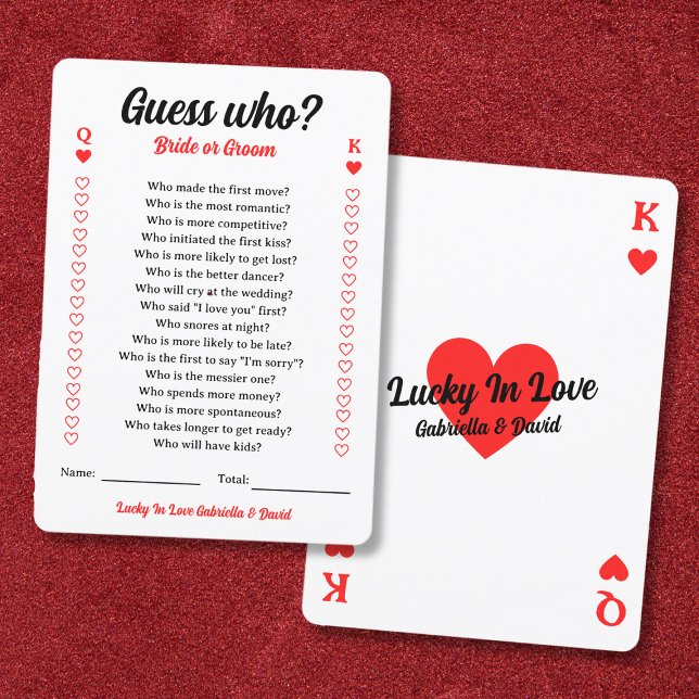 Gissa vem som spelar i Par eller Groom Kort (Guess Who Bride Or Groom Couples Shower Game Card)