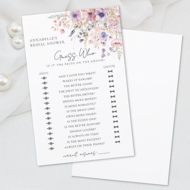 Gissa vem Wildflower Bröllopsdusch (Guess Who Wildflower Bridal Shower)