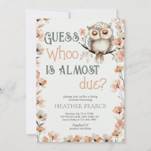 Gissa vems Woodland Uggla Baby Shower Inbjudningar