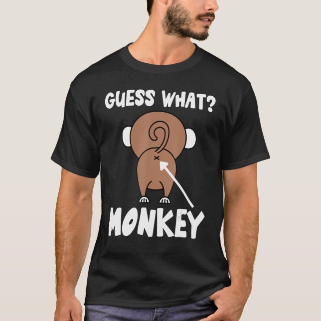 Gissa vilken apa-knapp-knapp-munnyckelns Jok T Shirt (Framsida)