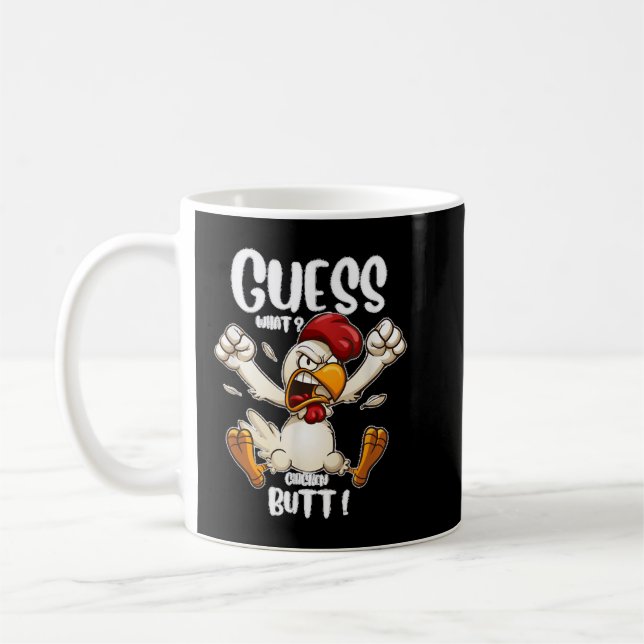 Gissa vilken Chicken Funny Joking Chicken-design Kaffemugg (Vänster)
