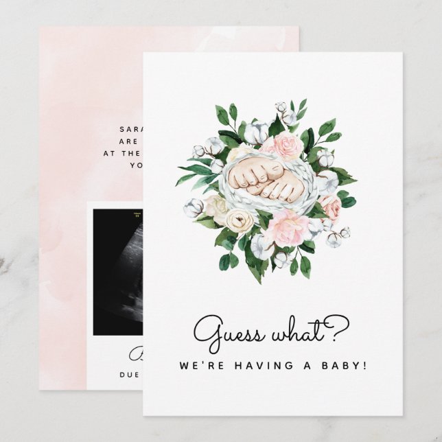 Gissa vilken Gravid Ultrasound Girl-Blommigten ska Meddelande (Fram/baksida)
