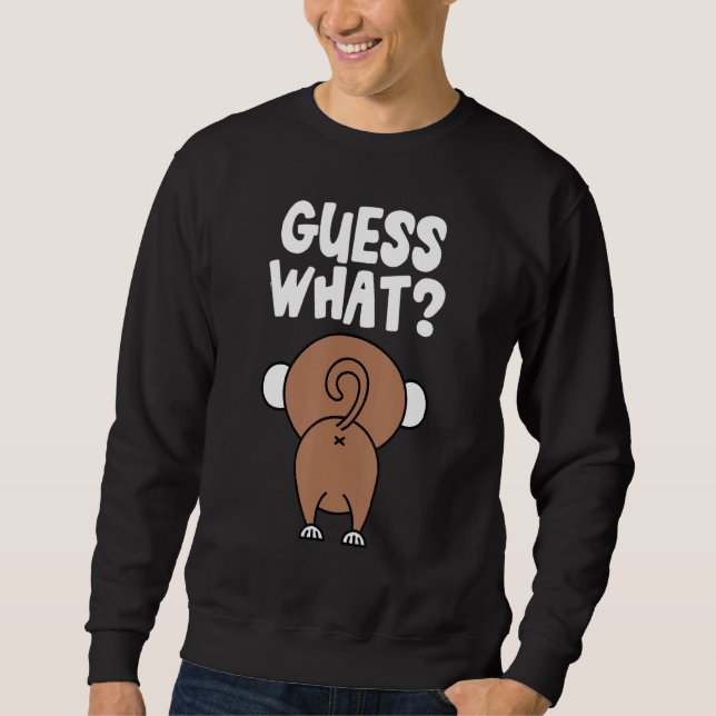 Gissa vilken Monkey Butt-nyckelns Butts Monkey-Jok Lång Ärmad Tröja (Framsida)