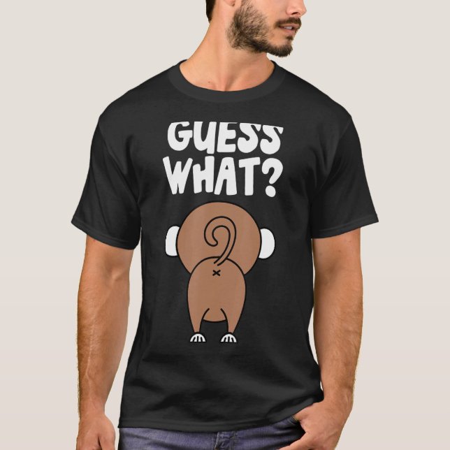 Gissa vilken Monkey Butt-nyckelns Butts Monkey-Jok T Shirt (Framsida)