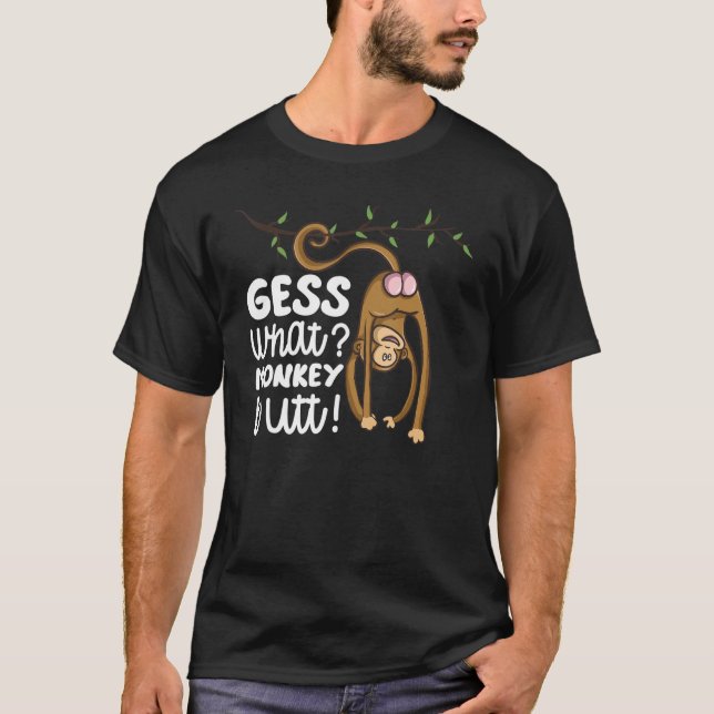 Gissa vilken Monkey Butt-nyckelns Butts Monkey-Jok T Shirt (Framsida)