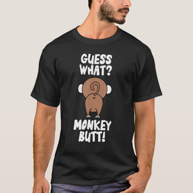 Gissa vilken Monkey Butt-nyckelns Butts Monkey-Jok T Shirt (Framsida)
