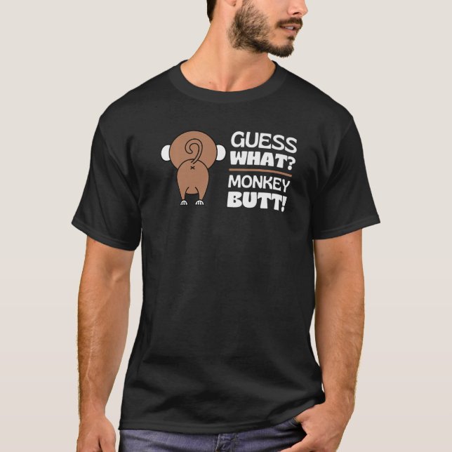 Gissa vilken Monkey Butt-nyckelns Butts Monkey-Jok T Shirt (Framsida)