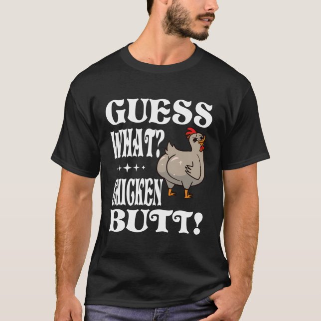 Gissa W Chicken Butt Farmer Chicken T Shirt (Framsida)