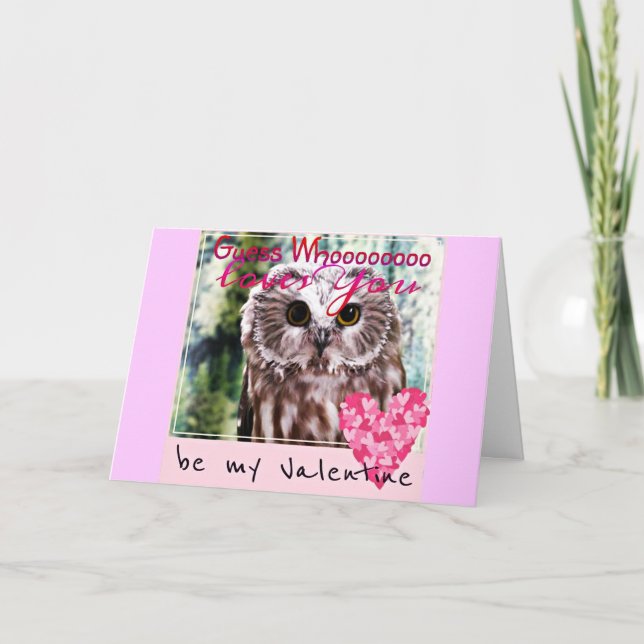Gissning som älskar dig ugglavalentineskortet helgkort (Framsida)