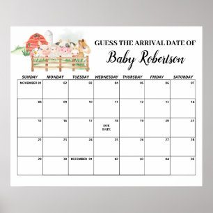 Gissningskalender för förlossningsdatum för baby s poster