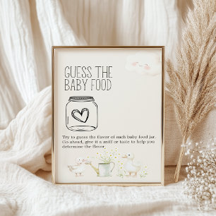 Gissningslek för baby shower med bondgårdsdjur - s poster